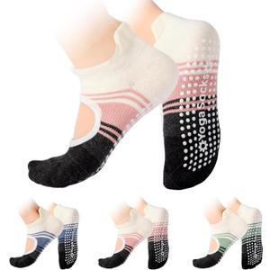 BERVASTO Pilates Socks with Grips for Women, Yoga Socks, Non-Slip Yoga Socks with Toe Separators, Pilates Non Slip Socks (US, Alpha (Alpha), One Size, Regular, 1, blue)