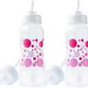 Hands-Free Baby Bottle - Anti-Colic Nursing System 9 oz Baby Bottle with Fast Flow Nipple/Teat 3m+ with Tube Straw Feeding System for Toddler (2 Bottles - Pink)