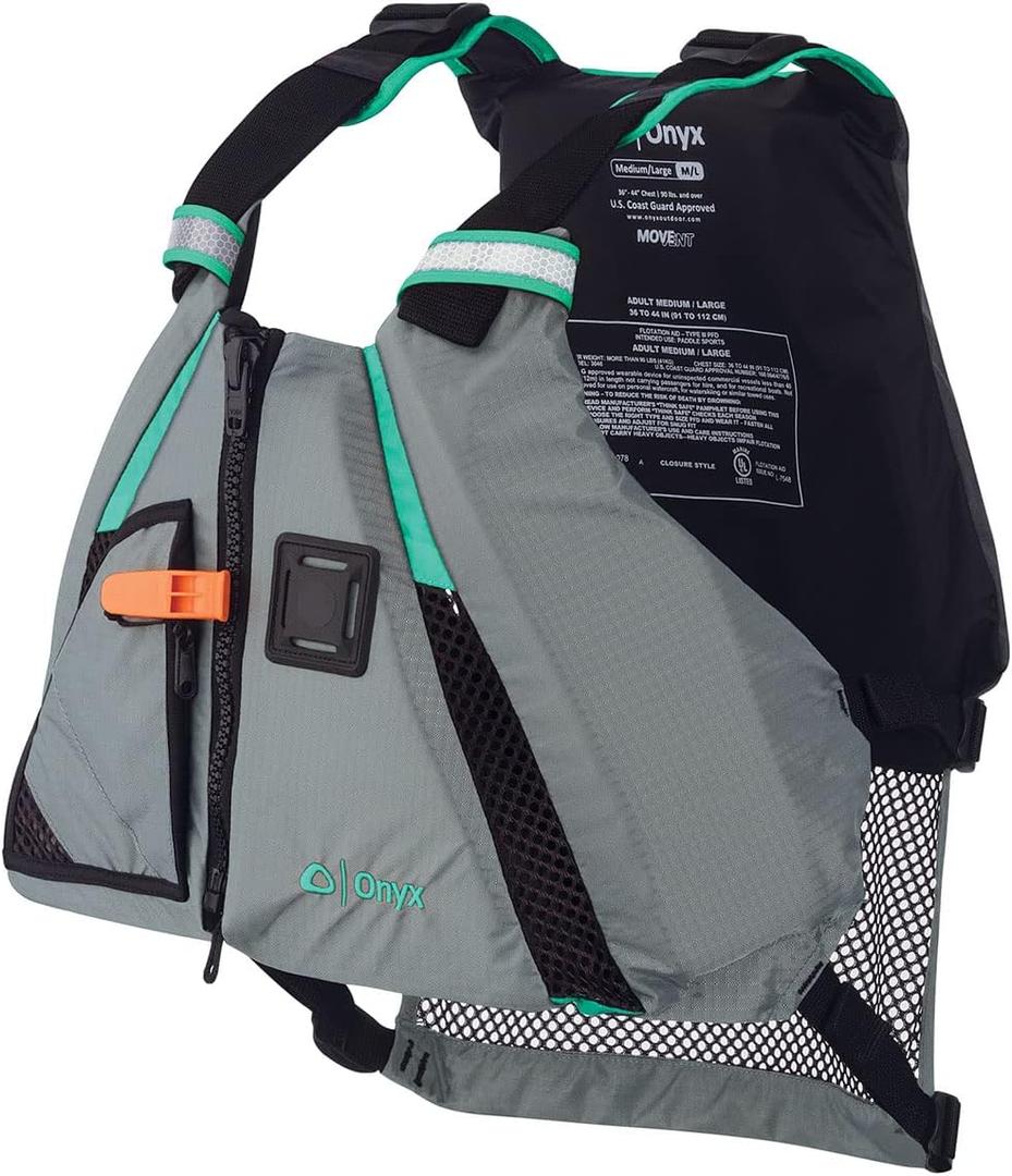 Onyx U.S. Coast Guard and Transport Canada Approved MoveVent Dynamic Paddle Vest for Adults for Kayaking, Canoeing, Stand Up Paddleboarding, Medium-Large