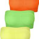 Women Bandeau Bra Padded Strapless Bralette Bra Seamless Bandeau Tube Top Bra (Large, Orange, Lemon Green, Lemon Yellow)