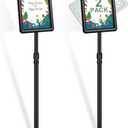 Sign Stand, 2 Pack Adjustable Sign Holder Stand with Base, 8.5 x 11 Inch Vertical and Horizontal View Sign Displayed, Snap Open Frame for School Store Business Advertise Show Christmas Decor, Black