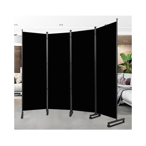 Room Divider Portable 88'' Partition Room Dividers and Folding Privacy Screens 4 Panel Wall Divider for Room Separation, Freestanding Fabric Room Divider Panel with Wheels for Home Office Hospital