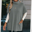 ZAFUL Women's Oversized Turtleneck Sweater Dress Short Batwing Sleeve Knitwear with Pockets Trendy Fall Sweaters 2025 Grey M