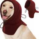 Dog Ear Warmer Covers for Noise, No Flap Ear Wrap for Dogs, Quiet Ears Dog Hoodie Anxiety Relief Dogs Hat Calming Hood Head Cover, Burgundy M