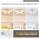 15in LED Flush Mount Ceiling Light, 28W Dimmable Ceiling Light Fixtures with Frosted Glass, White and Gold Finish Modern Ceiling Light for Bedroom Kitchen Living Room, 3CCT, OS-DY2001-WH, 16-Inch Large