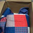 Lavish Home 3-Piece Caroline Patriotic Quilt Set - Americana Stars and Plaid Patchwork Bedding - Full/Queen Bed Spread with 2 Pillow Shams