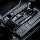 Thenice for 10th Gen Civic Gear Box Trims CVT Automatic Transmission Shift Boots Panel Stickers for Honda Civic Sedan Hatchback Coupe 2021 2020 2019 2018 2017 2016 -Carbon Fiber (Half cover)