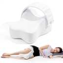 UJPFEO Knee Pillow for Side Sleepers,Leg Pillows for Sciatica,Knees,HIPS,Joints Between Legs,Back Pain Relief When Side Sleeping Spine Alignment Support for Knee Surgery Recovery,Removable Strap, White