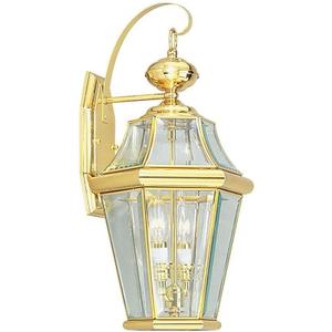 Livex Lighting 2261-02 Outdoor Wall Lantern, Polished Brass, 10.5"W x 20.75"H