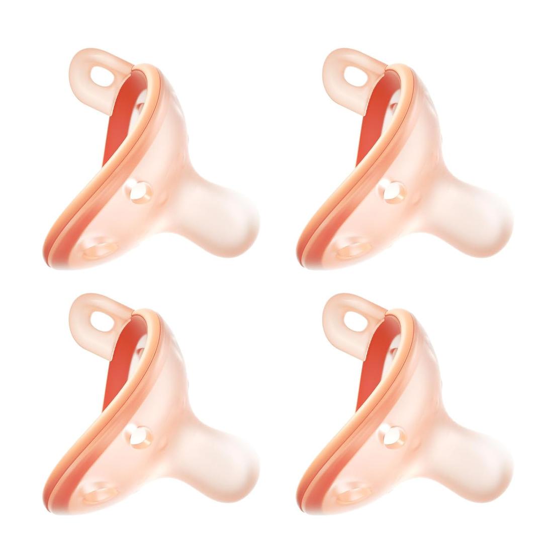 Baby Pacifiers 0-6 Months, Breast-Like Shape Soft Silicone Newborn Pacifiers with Large Air Holes, BPA-Free, 4Pcs