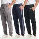 Real Essentials 3 Pack: Men's Tricot Active Athletic Casual Jogger Fleece Lined Sweatpants Pockets (Also in Big & Tall) (X-Large)