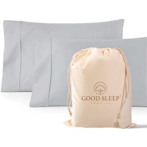 1000 TC Light Gray Standard Pillowcases Set of 2 100% Egyptian Cotton Pillow Cases with Long Staple Cotton & Sateen Weave, Silky Soft Hotel - Like Bed Pillow Covers for Comfy Sleeping, Snug Fit