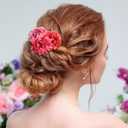 BBTO 21 Pcs Flower Hair Clip Rose Hair Clips Barrettes for Women Flower Accessories Boho Bride Claw Clip Hairpin Brooch Pin Headpiece for Wedding (Red Series)