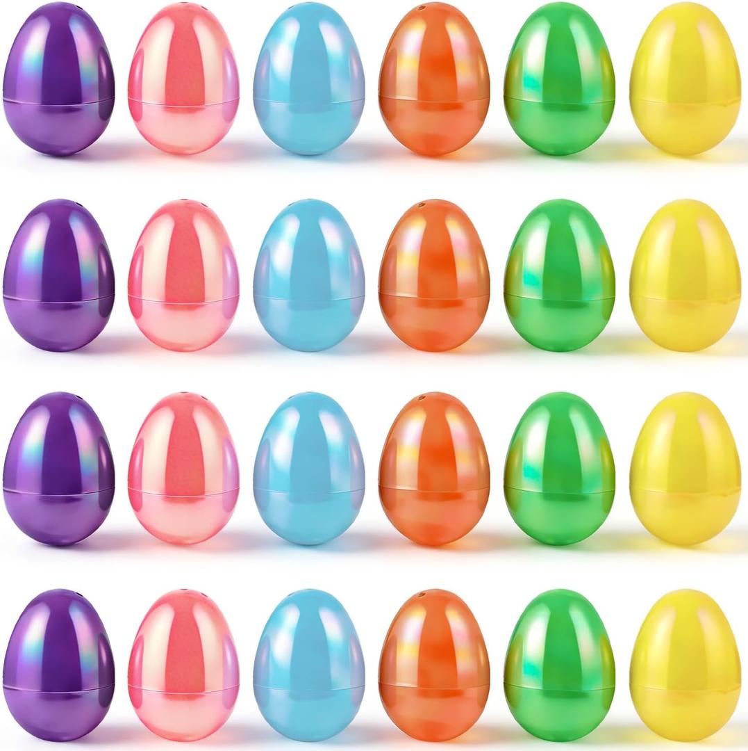 MGparty 72 Pcs 2.3" Fillable Easter Eggs Bulk, Iridescent Plastic Easter Eggs Empty for Easter Egg Hunt, Basket Stuffers, Party Favors, Classroom Prizes and Decorations