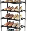 10 Tiers Tall Shoe Rack 20-25 Pairs Boots Organizer Storage Sturdy Narrow Shoe Shelf for Entryway, Closets with Hooks, Black