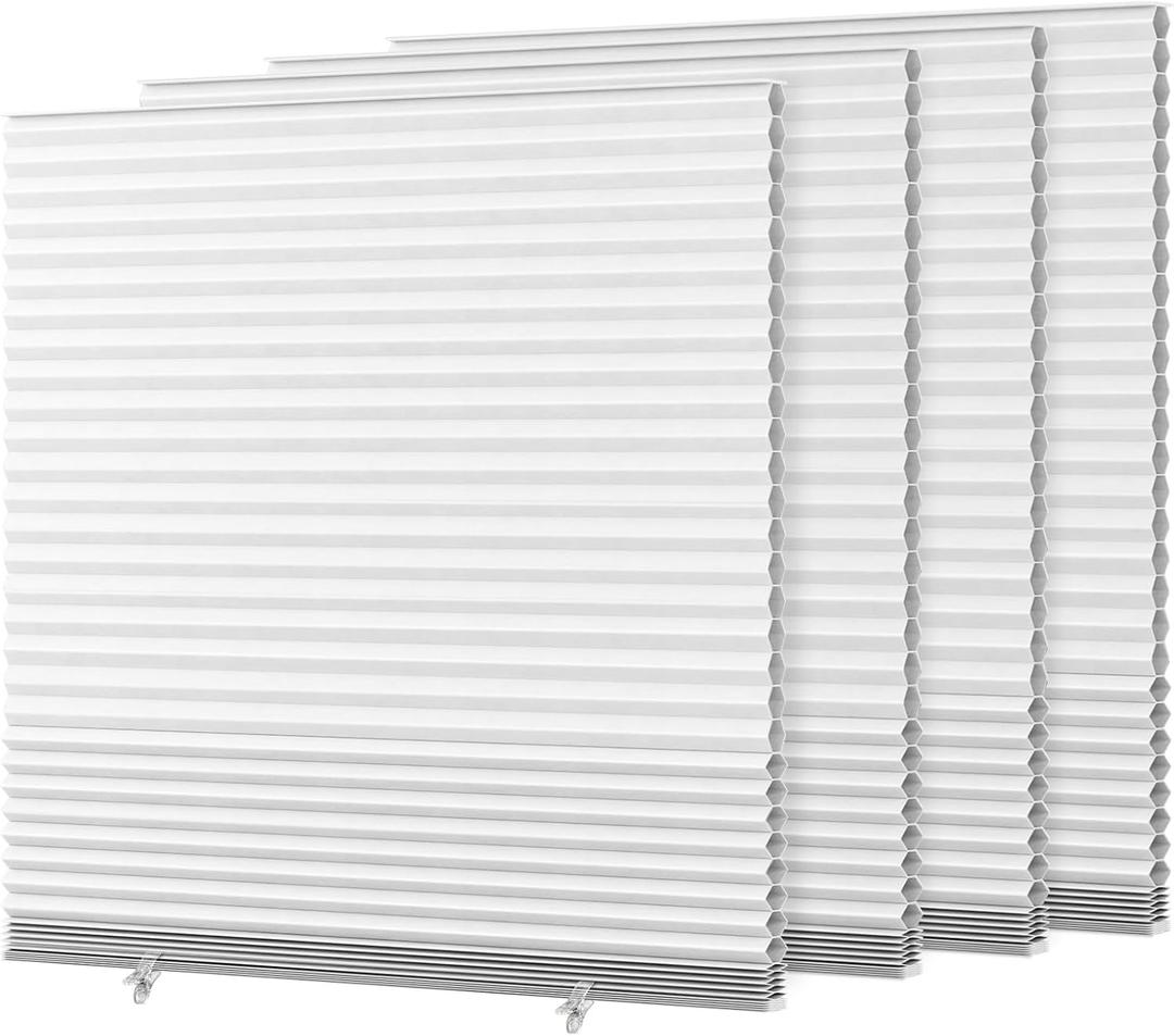 4 Pack Temporary Cellular Blinds, 24" Wide Shades for Small Windows, 24"W-Fits up to 47"H Window