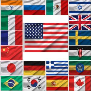 Peryiter International 3x5 Flag Set of 20 Country Countries Flags Banner with Grommet for International Events Conference Classroom Party Decorations