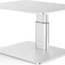 BoYata Monitor Riser Stand, Adjustable Height Metal Desktop Stand Storage Organizer Compatible with TV, PC, Laptop, Computer, iMac, and All Screen Display-Silver