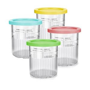 Ice Cream Containers Replacement Pints and Lids 24oz for Ninja Creami Compatible with NC500 NC501 Deluxe BPA-Free Dishwasher Safe Airtight Leaf-Proof 3Pack Pink Green Blue 