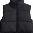 Polu Women's Cropped Puffer Vest Jacket Sleeveless Winter High Stand Collar Lightweight Vest for Women with Zip Gilet (XS)