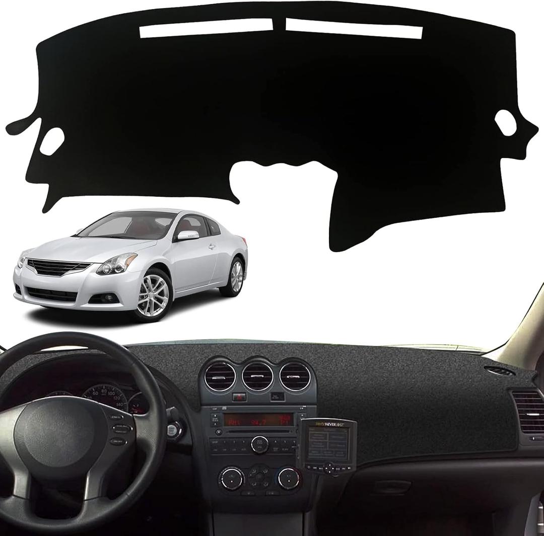 Dashboard Dash Board Cover Mat Pad Carpet Non-Slip Custom Compatible with Nissan Altima 2007-2012 Protector Sunshield (Black Trim)