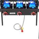 Vivicreate 3 Burner High pressure Propane Stove, 28 Inch Tall Camping Stove with cast iron burner 105000 BTU power, Stable Legs for Outdoor Use,  trible burner stove