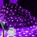 Curyidy Solar Net Halloween Lights Purple,200 LED Net Lights Outdoor Mesh Lights, 19 Modes Solar Powered/USB Remote Control String for Garden, Yard, Bushes, Trunk, Halloween, Xmas Tree Decor