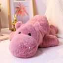Weighted Stuffed Animals 23.6" 4.5lbs, Soft Pink Hippo Stuffed Animal, Medium Cuddly Weighted Hippo Plush for Comfort