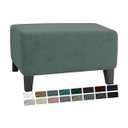 MAXIJIN Velvet Ottoman Cover Rectangular Stretch Square Ottoman Covers Slipcover Rectangle Washable Foot Stool Cover Thick Storage Protector with Elastic Bottom (Ottoman Small, Pea Green)