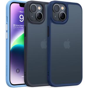 TORRAS Upgraded Shockproof for iPhone 14 Case [10FT Military Drop Protection][Sleek Premium Touch] Translucent Back & Soft Edge Slim Silicone Cover, Navy Blue