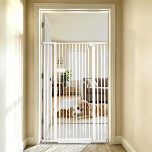 Lumizone Extra Tall Cat Gate 55.12" High 29.92"-42.51" Wide Pet Gate White