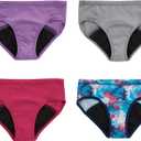 Hanes girls Period Underwear Boxer Briefs, Comfort Period Boxer Brief Panties for Girls, Moderate Protection (16, Hipster - Multi - 4 Pack)