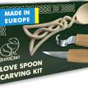 BeaverCraft Wood Spoon Carving Kit for Beginners DIY04 - Whittling Set Includes Spoon Carving Tools, Sloyd Whittling Knife Hook Knife, Basswood Blank - Woodworking Hobby Kit for Adults & Kids