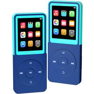 Mp3 Player with Bluetooth,Classic Portable Mp3 & Mp4 Players,HiFi Sound Music Player with SD Card Slot/Photo Viewe/Video Play/FM Radio/Recorder/E-Book for Kids,Long Battery Life Blue 64GB
