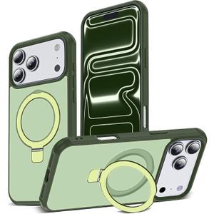 Compatible with iPhone 17 Pro Max Case with Ring Stand,Green