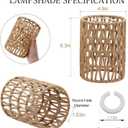 Rattan Lamp Shade, 4-Pack Retro Small Wicker Lamp Shade Replacement, Boho Woven Pendant Light Lampshade Cover for Chandelier,Lamp Holder,Ceiling Light,Pendant Light,Floor Lamps