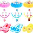 Princess Dress Up Shoes Set, Girls Role Play Dress Up Toys, Toddler Princess Dress up Shoes with Crowns kit Gift for Girls Aged 3 4 5 6 Years Old