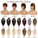 Rich Choices 100% Real Human Hair Topper with Bangs - Real Remy Hair Topper for Women Thinning on Top, 5.1x2.7 Inch Breathable Invisible Clip In Silk Base Hair Piece 10 Inch #2 Dark Brown