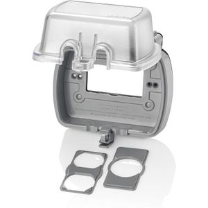Leviton Weatherproof Outlet Box, Extra Duty 1-Gang While-In-Use Cover Includes Inserts for Single, Duplex and Decora/GFCI Receptacles, Vertical Mount, Plastic Enclosure, 5980-UCL, Clear (Horizontal)