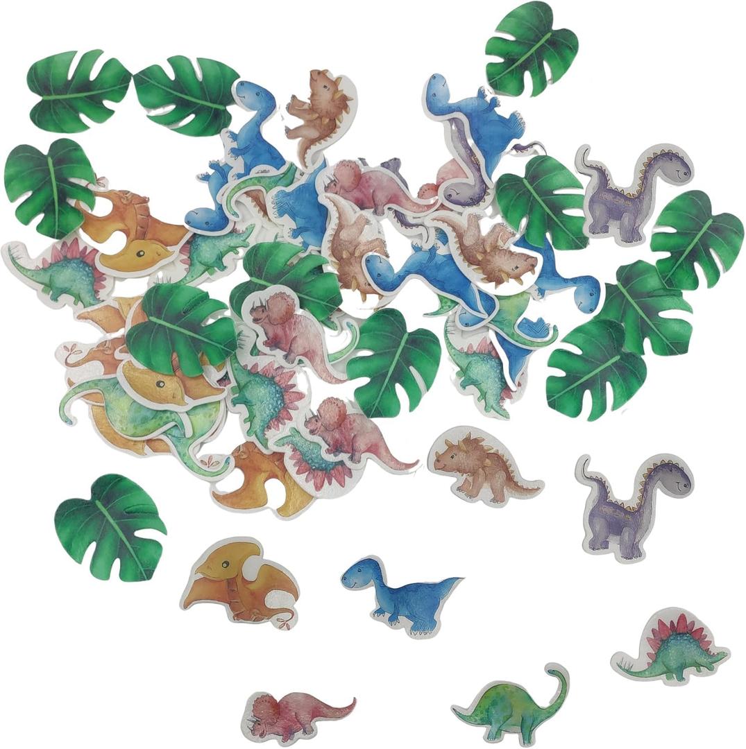 62pcs Edible Dinosaur and Turtle Back Leaves Cake Topper Cupcake Toppers Wedding Themed Party Birthday Cake Decoration Mixed Size & Colour(Tasteless)