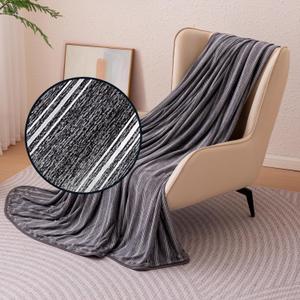 Amazon Basics Striped Cooling Blanket for Hot Sleepers, Reversible Lightweight Thin Throw Blanket for Bed, Couch and Sofa, King (90" x 108"), Dark Gray Striped