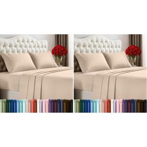 Utopia Bedding Full Sheet Set  4 Piece Bed Sheets for Full Size Bed, Soft and Breathable Microfiber, Includes 1 Fitted Sheet, 1 Flat Sheet and 2 Pillowcases (Beige) (Pack of 2)