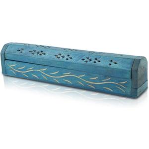 Wooden Incense Stick & Cone Burner Holder Coffin with Storage Compartment Organic Eco Friendly Ash Catcher Agarbatti Holder Rustic Style for Meditation Yoga Aromatherapy Home Fragrance Products