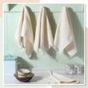 HunnmingRe 4 Pack Boho Hand Towel for Bathroom Kitchen 14x30 Inch 100% Turkish Cotton Spring Boho Decorative Towel Waffle Farmhouse Bathroom Decor Absorbent Soft Guest Gift(Cream White)