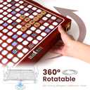 Deluxe Crossword Board Game with Rotating Board, Foldable & Portable Design, Large-Sized Board, Built-in Storage, for 2-4 Players, Includes: Letter Tiles, Wooden Racks, Scorepad Set, Hourglass