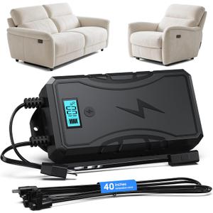 Battery Pack for Reclining Furniture, 2500mAh Recliner Battery Pack Rechargeable with LED Display, Universal 2-Pin Power Supply for Electric Recliners, Recliner Chair, Couch, Sofa