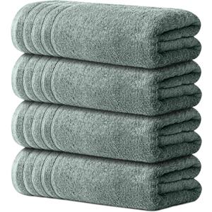 Avalon Towels Bath Towels Set of 4, Size 30 x 60 Inches, Highly Soft and Absorbent, Quick Drying, Lightweight, Perfect for Daily Use (Light Grey)