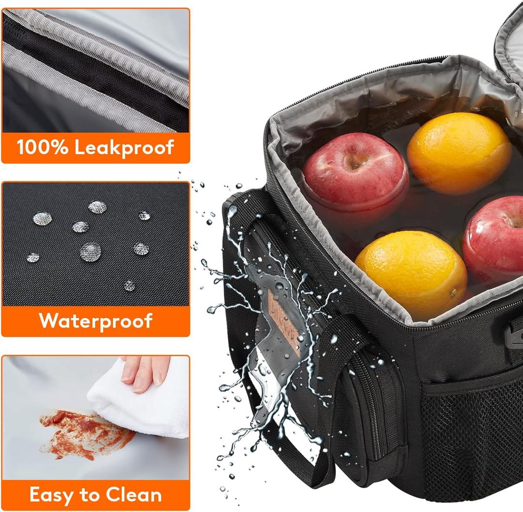 Lifewit Large Lunch Bag Insulated Lunch Box Soft Cooler Cooling Tote for Adult Men Women, Black 12-Can (9L)