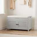 WARMHONIU Shoe Storage Bench with Lift Top Storage, Entryway Bench with Cushioned Seat, Adjustable Shelf, 2 Tier Shoe Rack with Doors for Entryway, Bedroom, Hallway, Mudroom, Grey, 28.4"W