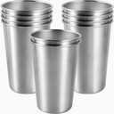4 Pack 16 Ounce Stainless Steel Pint Cups Shatterproof Cup Tumblers Unbreakable Metal Drinking Glasses for Bar, Home, Restaurant